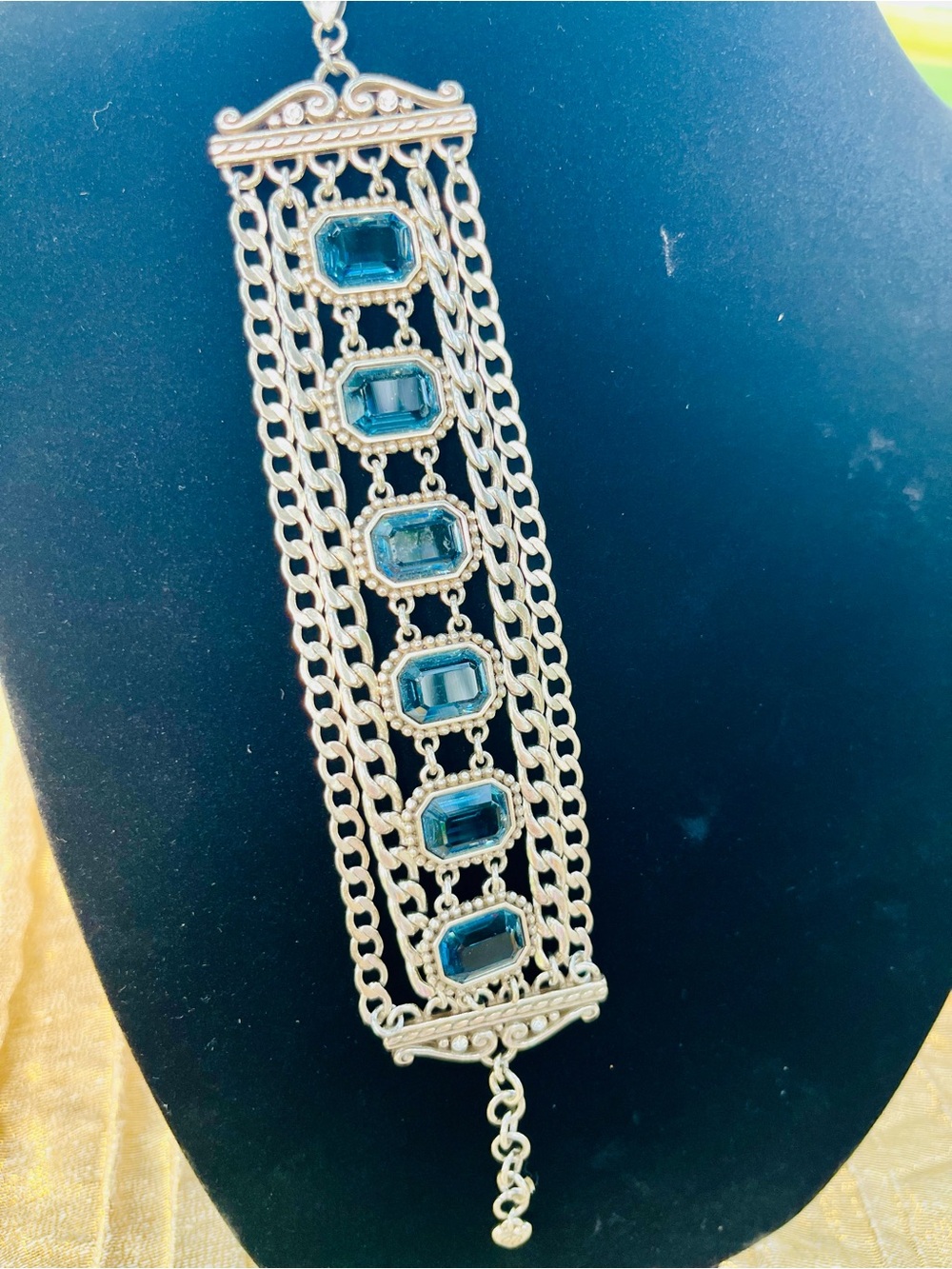 Brighton Silver-Tone Bracelet with Teal Blue Stones